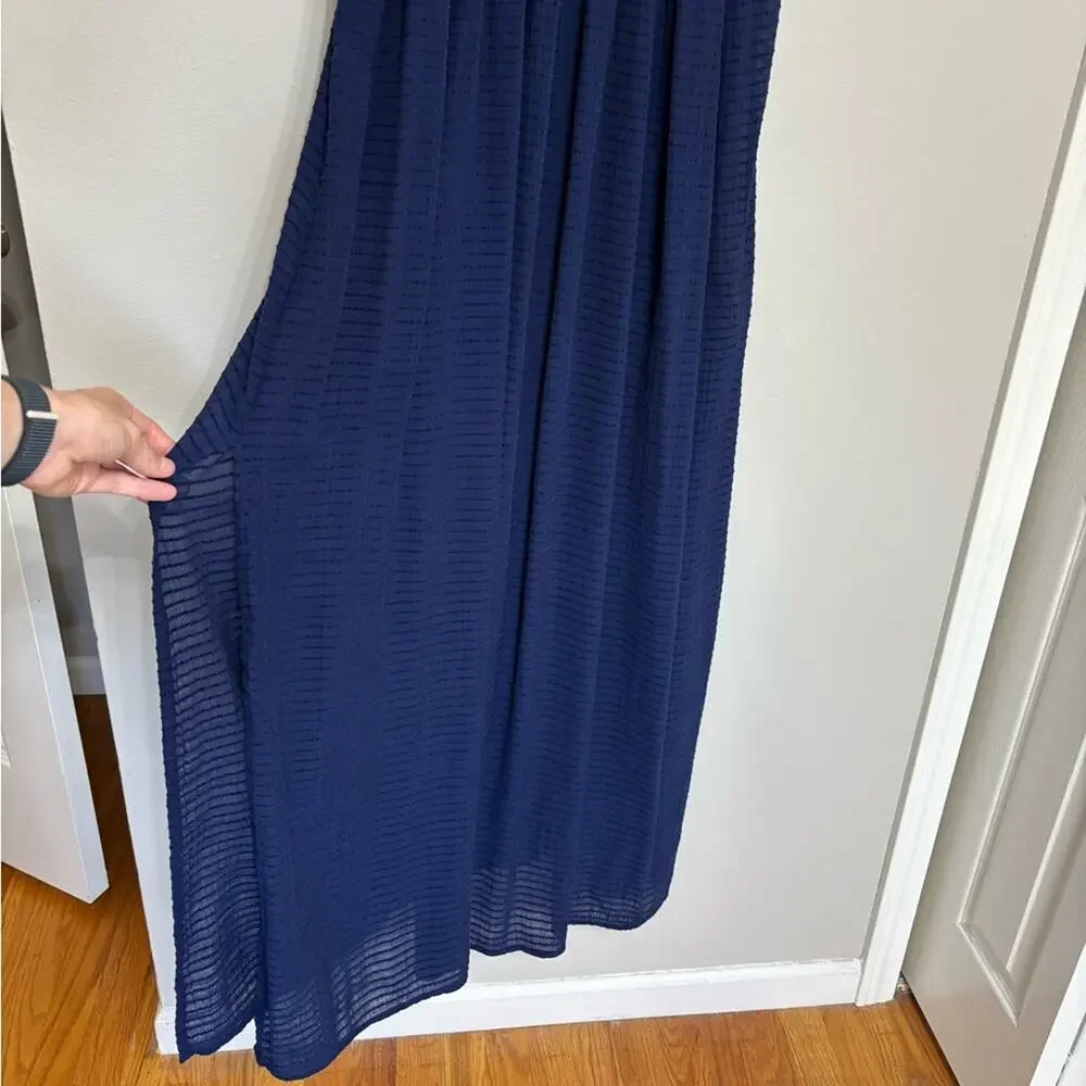 Lands End Sheer Rib Maxi Tank Beach Swim Cover Up Dress in Navy Blue - Size M